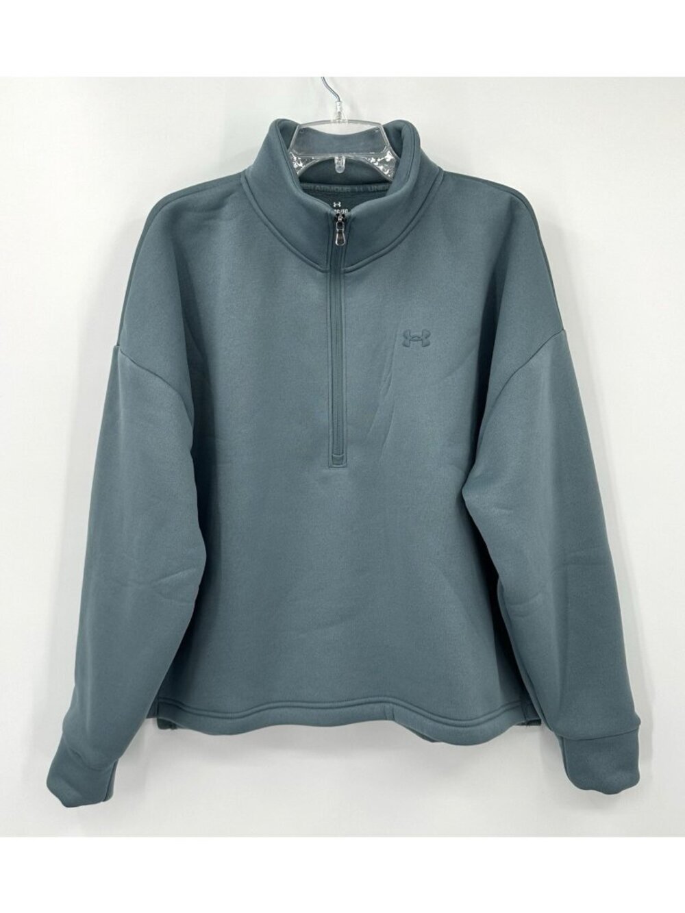 UNDER ARMOUR FLEECE HALF ZIP sweatshirt jasper blue XL loose fit athleisure - Picture 4 of 10